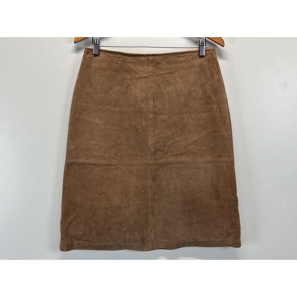 Vtg St. John's Bay Suede Skirt Sz 10 Knee Length Brown Western Lined VGUC